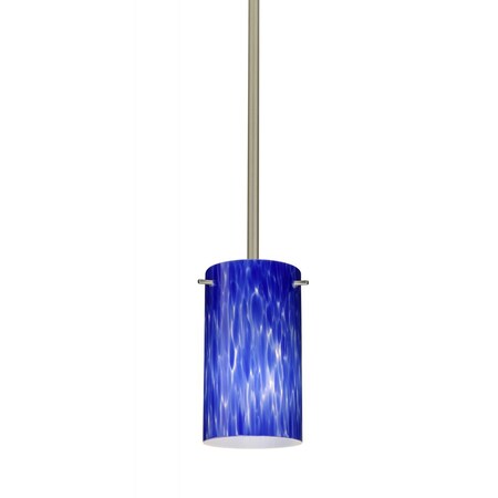 Besa Lighting Besa Stem Stilo 7 Pendant Satin Nickel Blue Cloud 1x40W G9 1TT-440486-HAL-SN